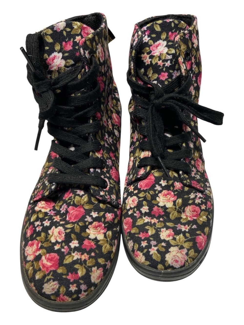 Dr. Martens Hackney Floral Canvas Boots Combat Whimsigoth 90s Edgy Size 7